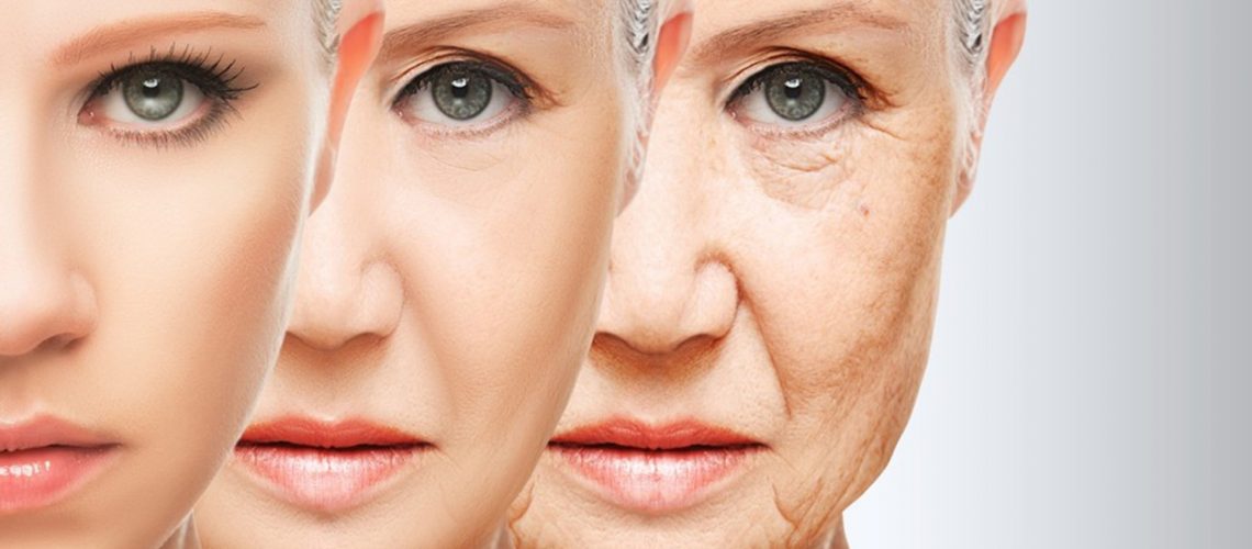 beauty concept skin aging. anti-aging procedures, rejuvenation, lifting, tightening of facial skin